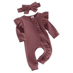 0-12M Baby Girl Clothes Ruffle Zipper Romper